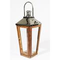 Northlight Seasonal 28.5 in. Beach Day Over-Sized Modern Stainless Steel and Sheesham Wooden Pillar Candle Lantern 31370333